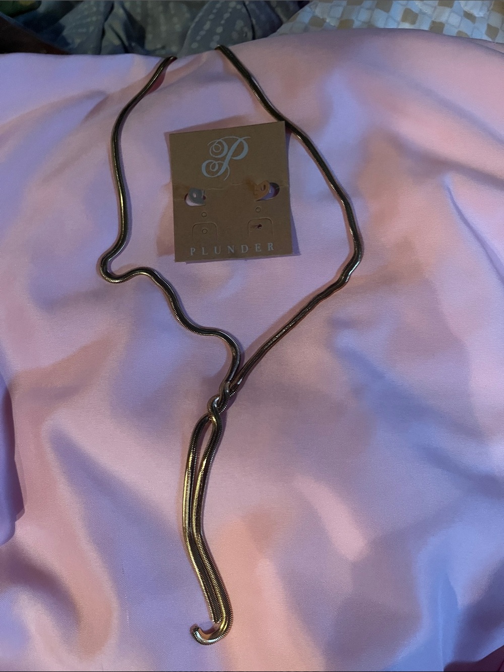 Plunder Gold-Tone Wavy Snake Lariat Necklace beautiful sleek chain